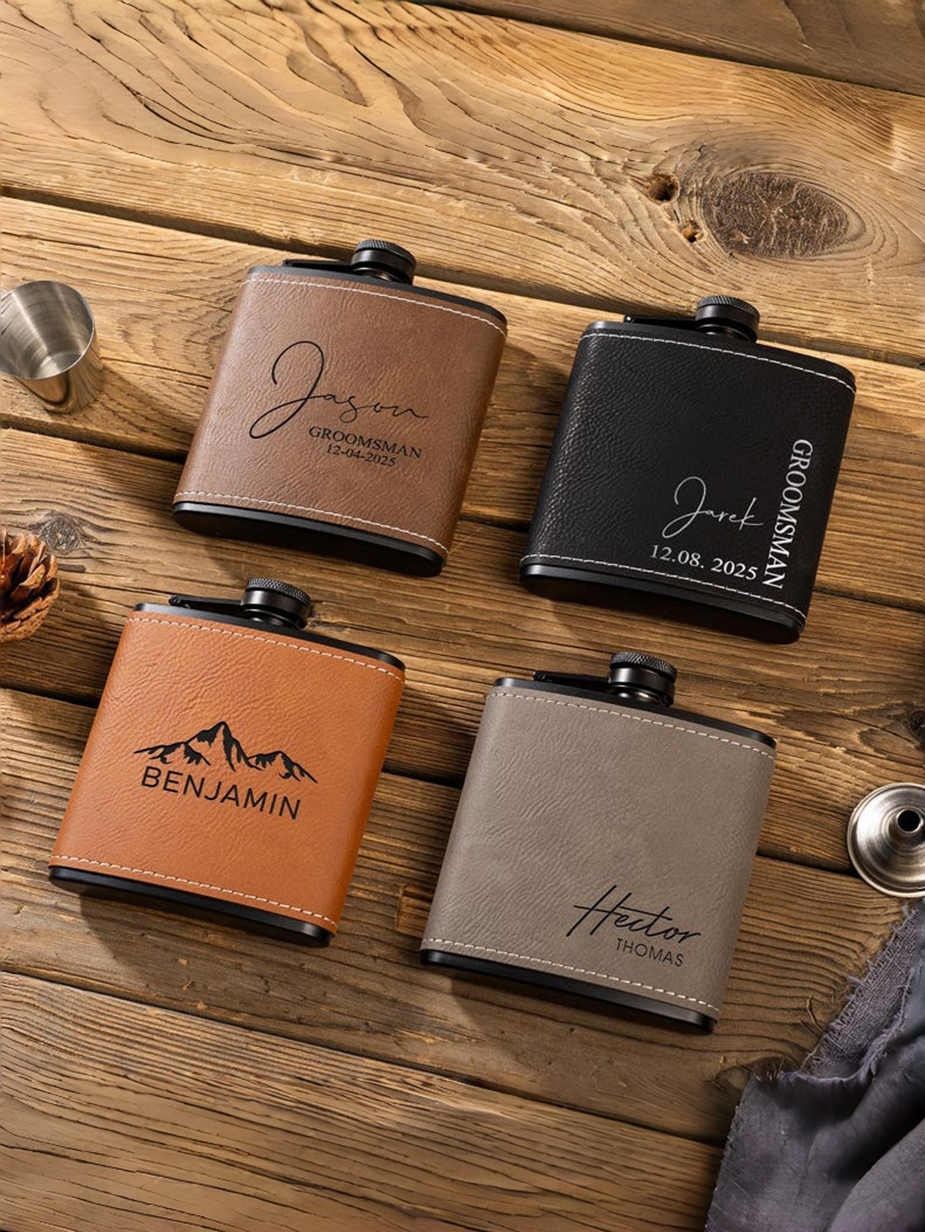 Personalized Leather Flask for Men